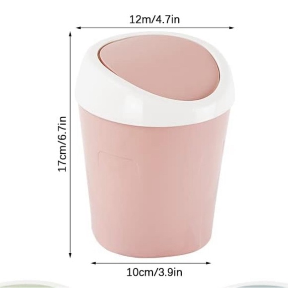 Two Mini Pink and Green Desk Trashcans - Picture 2 of 2